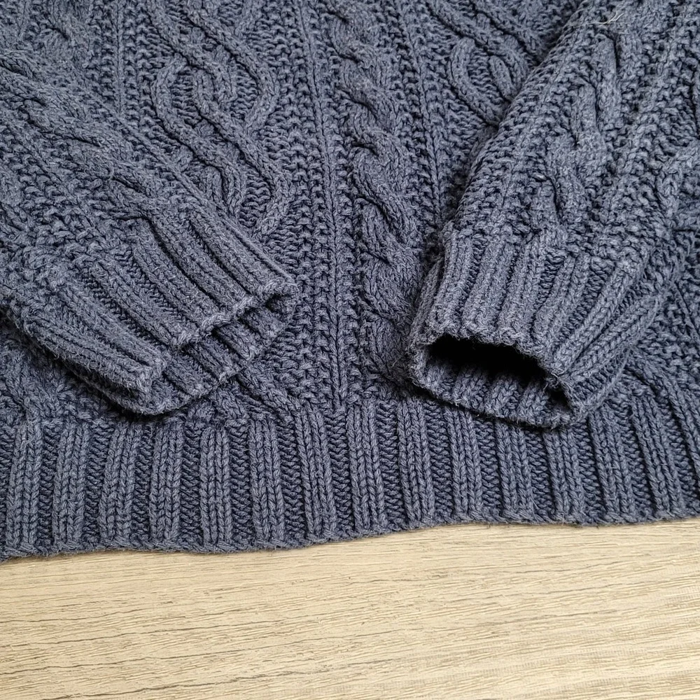 Vintage River Trader Sweater Mens L Linen Blend Fisherman‎ Chunky Cable 90's Y2K